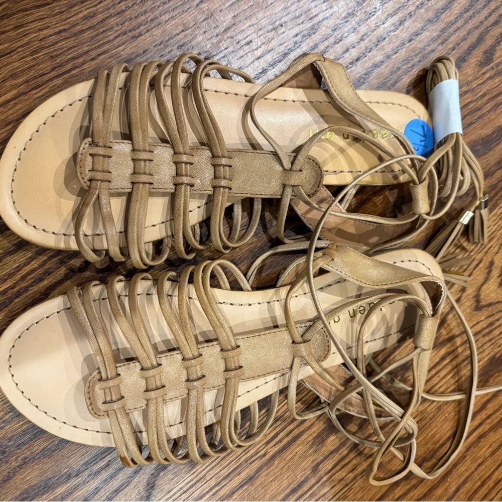 Tan Wrap Up Ankle Sandals